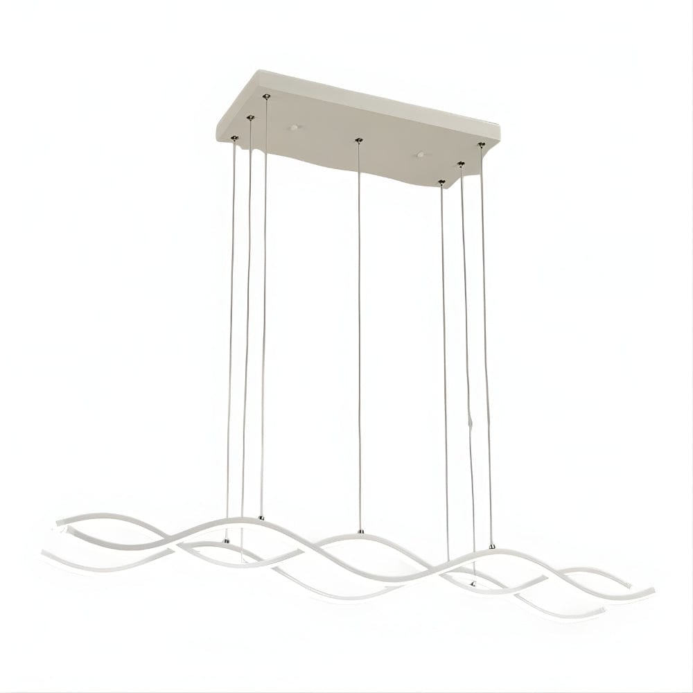 Grand Lustre Moderne Vague Blanc Blanc