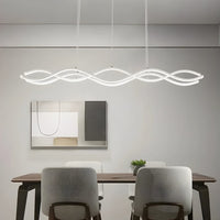 Grand Lustre Moderne Vague Blanc Blanc