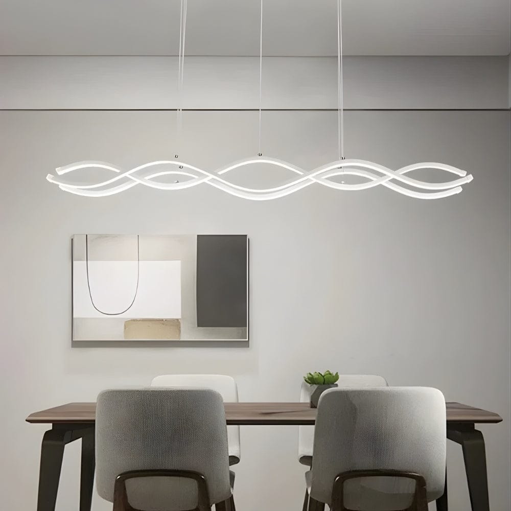 Grand Lustre Moderne Vague Blanc Blanc