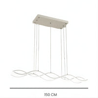 Grand Lustre Moderne Vague Blanc Blanc
