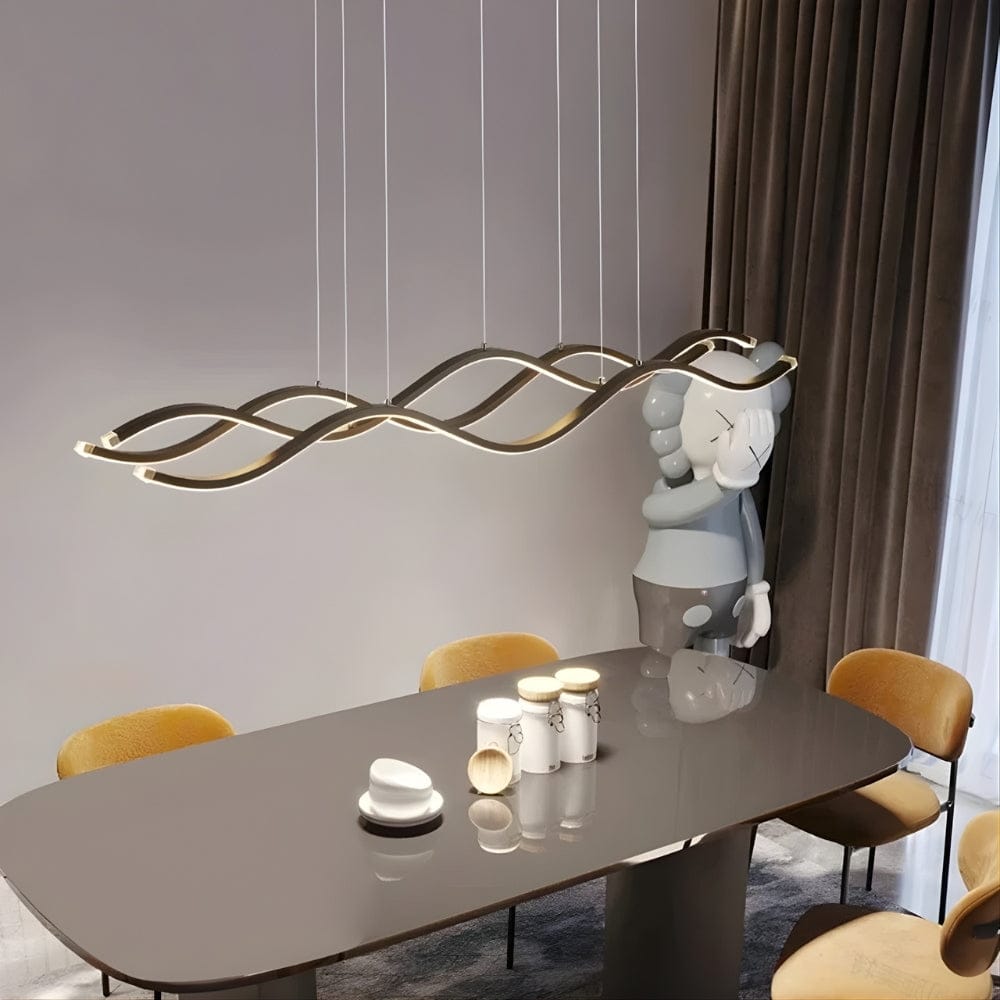 Grand Lustre Moderne Vague Noir Noir