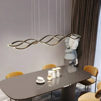 Grand Lustre Moderne Vague Noir Noir