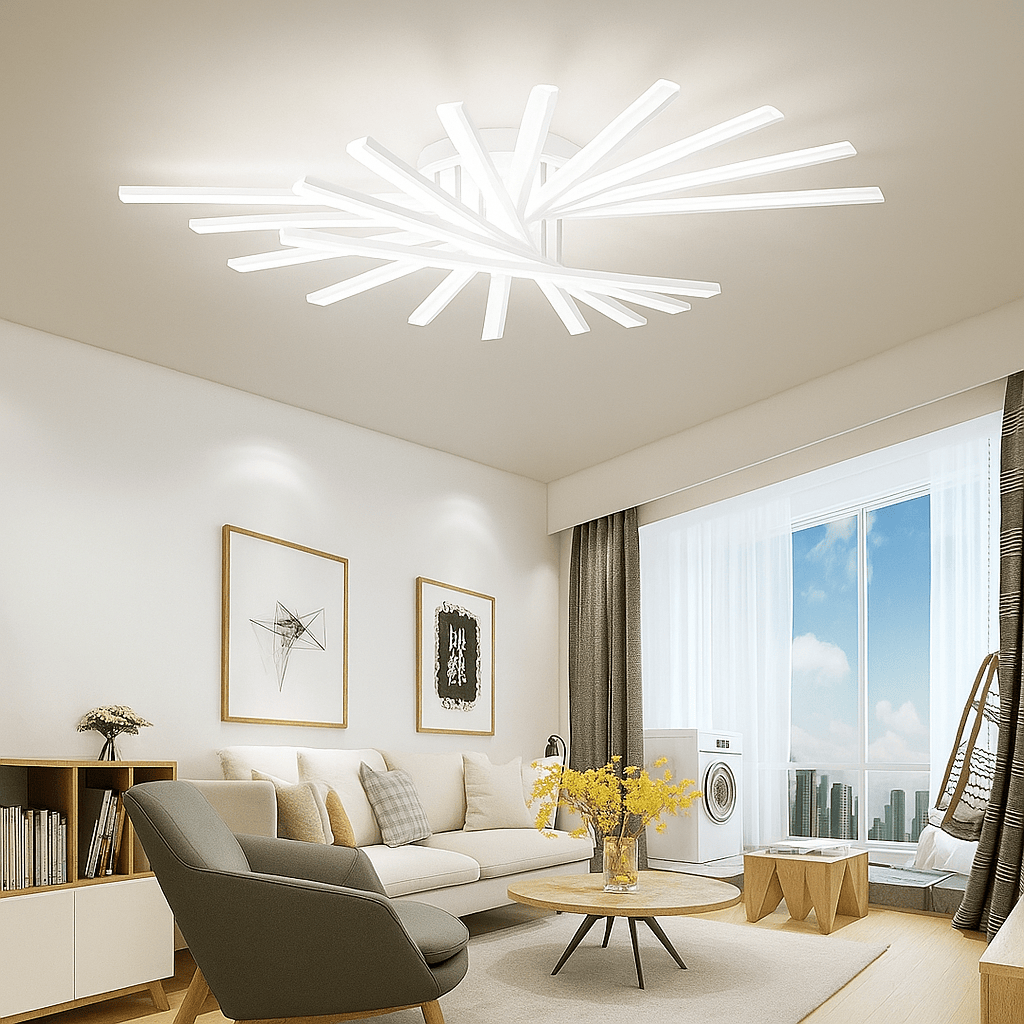 Grand Lustre Salon Etoile Blanc Blanc