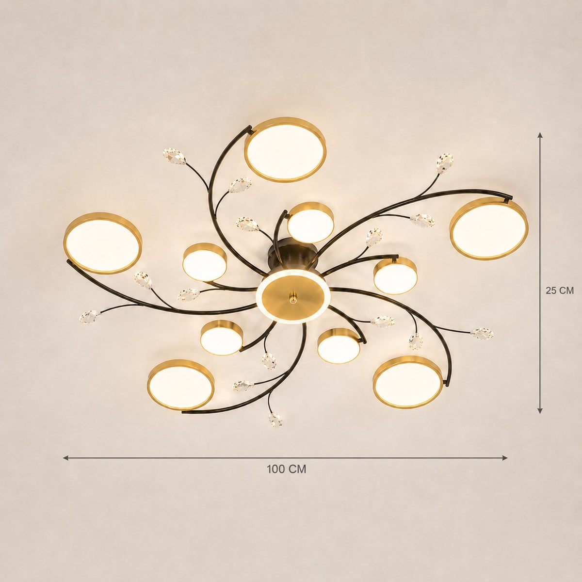 Grand Lustre Salon Fleur - dimensions 100x25 cm
