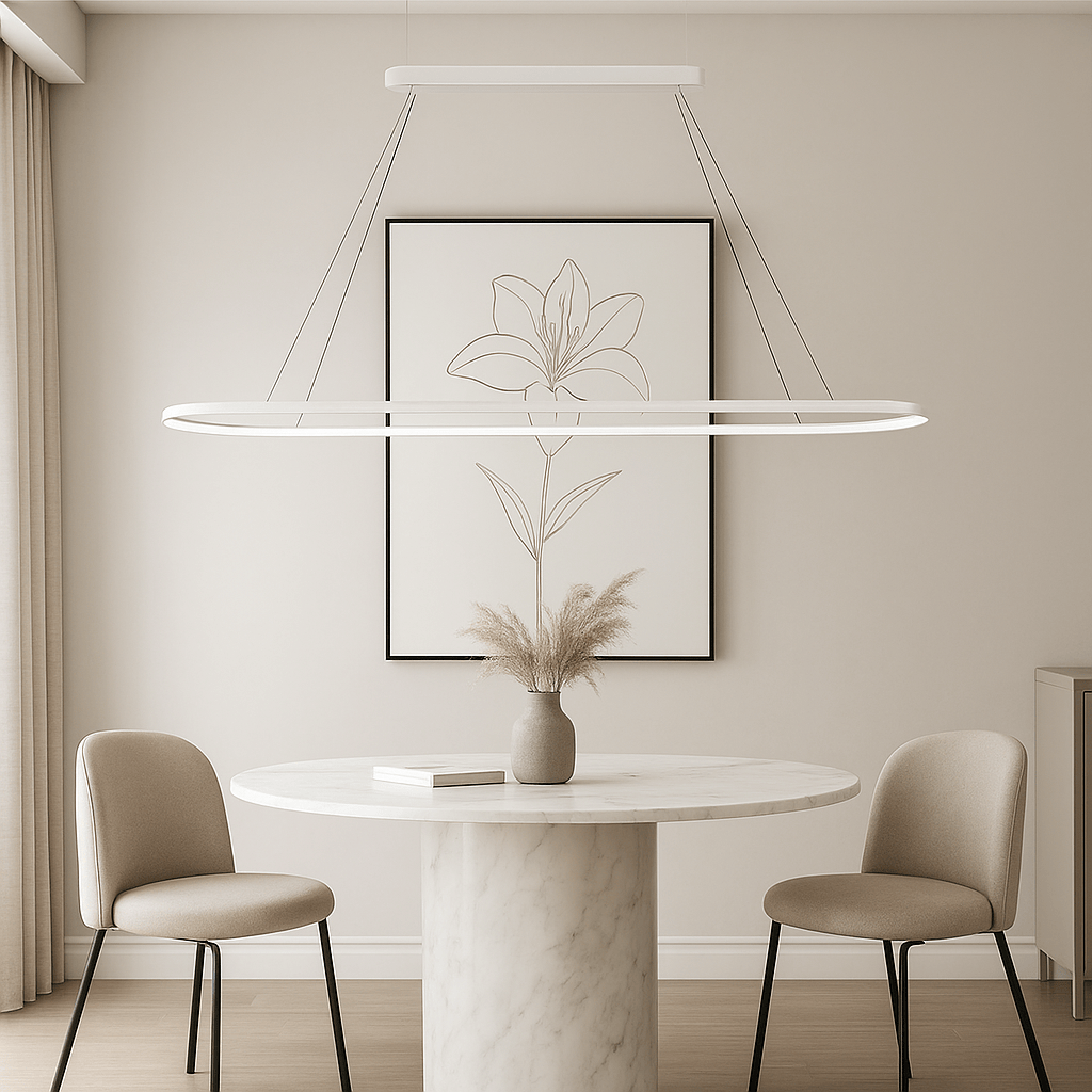 Lustre Blanc Moderne Oval Blanc