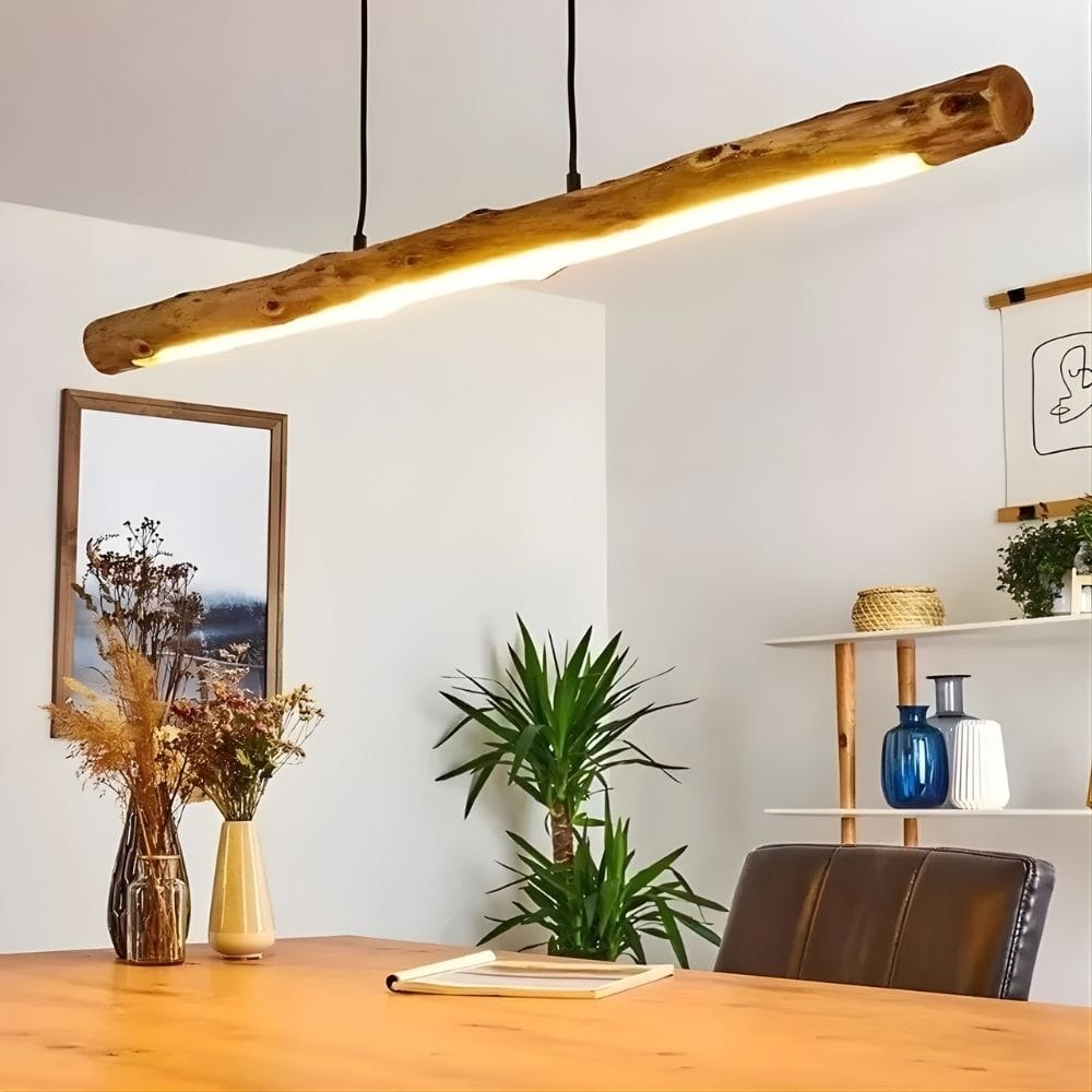 Lustre Bois Baton Naturel Marron