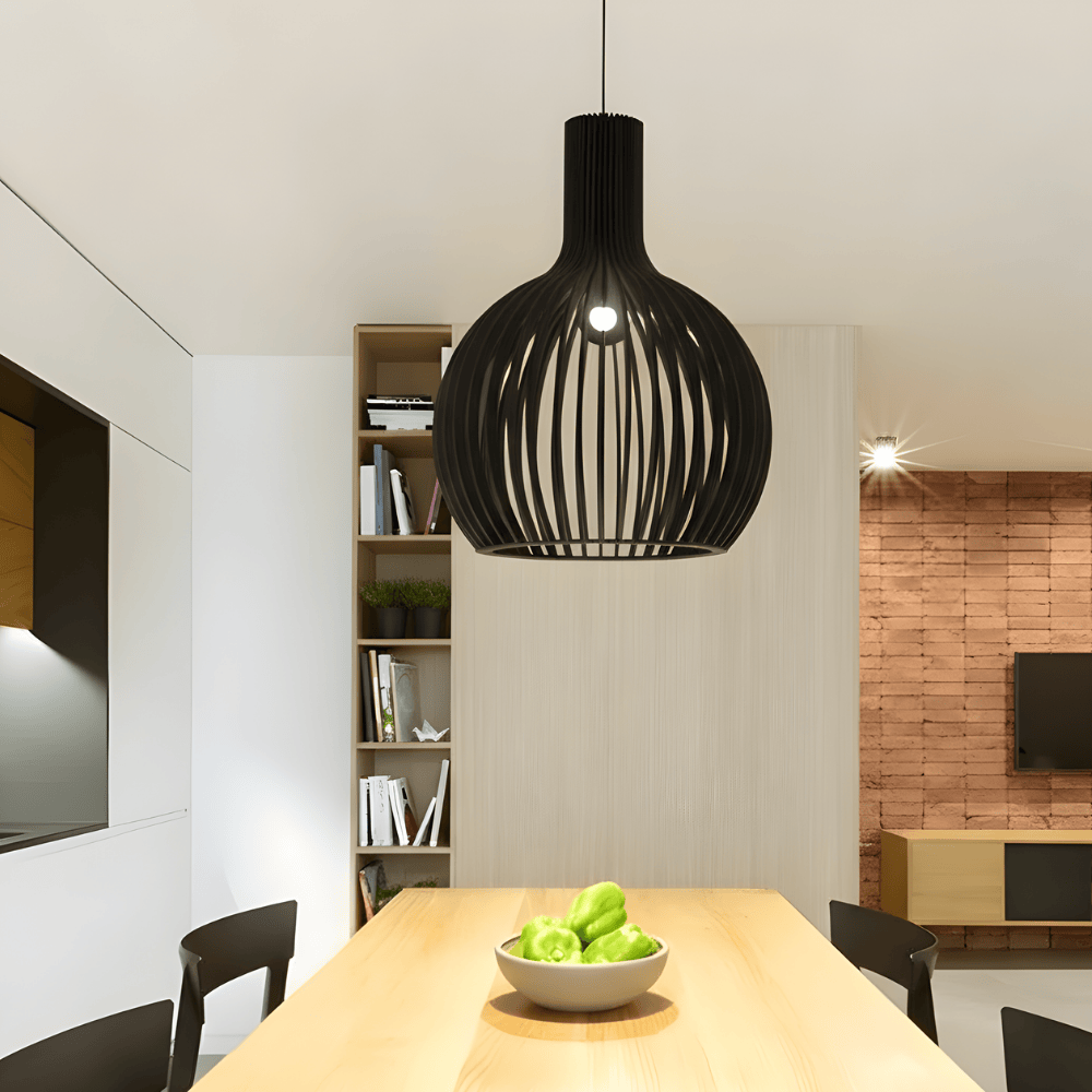 Lustre Bois Cloche Noir Noir