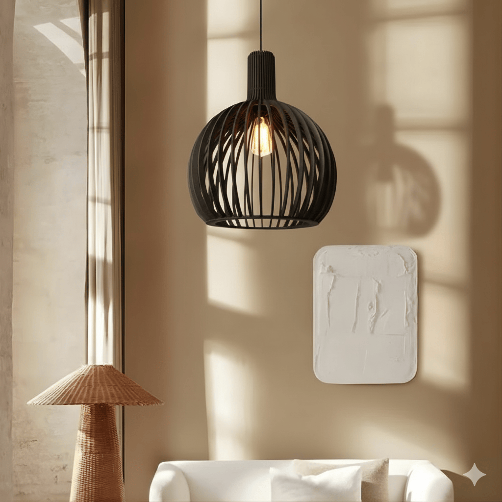 Lustre Bois Cloche Noir Noir