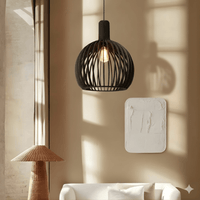 Lustre Bois Cloche Noir Noir
