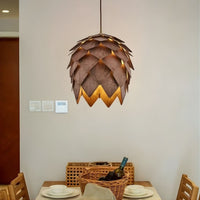 Lustre Bois Pomme de Pin Marron