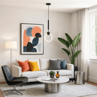 Lustre Chambre Cercle Suspendu Noir Noir