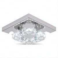 Lustre Chambre Double Carré Cristal Argent