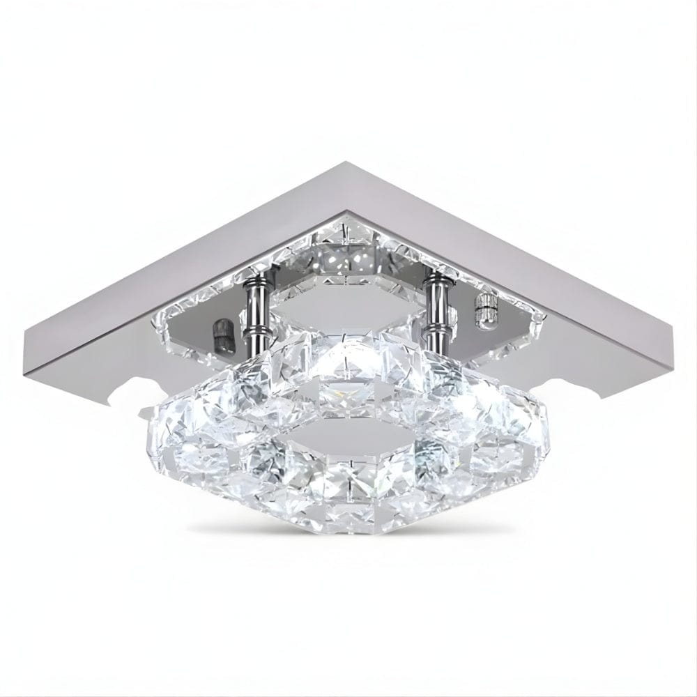 Lustre Chambre Double Carré Cristal Argent