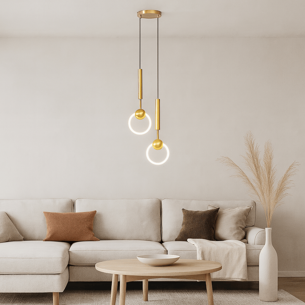 Lustre Chambre Double Cercle Suspendu Blanc Blanc