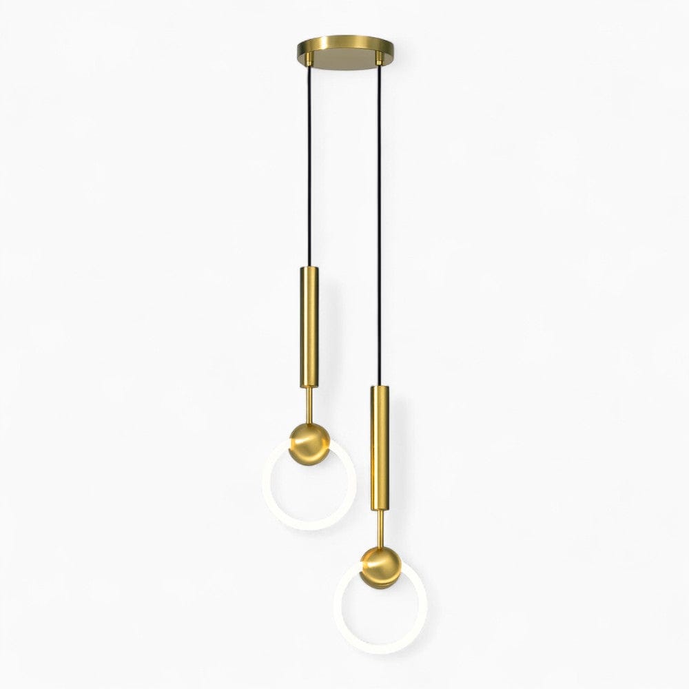 Lustre Chambre Double Cercle Suspendu Blanc Blanc
