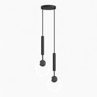 Lustre Chambre Double Cercle Suspendu Noir Noir