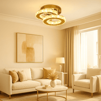 Lustre Chambre Double Cristal Dorée