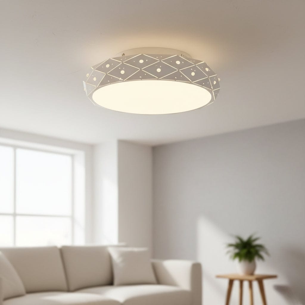 Lustre Chambre Grand Rond Blanc Blanc