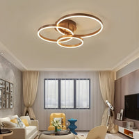 Lustre Chambre Triple Anneaux Doree Dorée