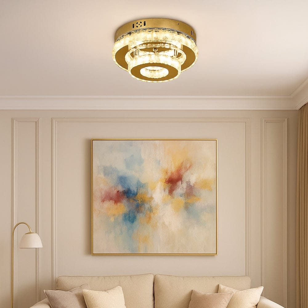 Lustre Chambre Triple Cristal Dorée