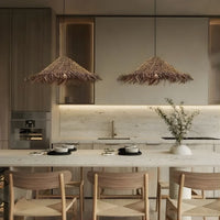 Lustre Chapeau Rotin Marron