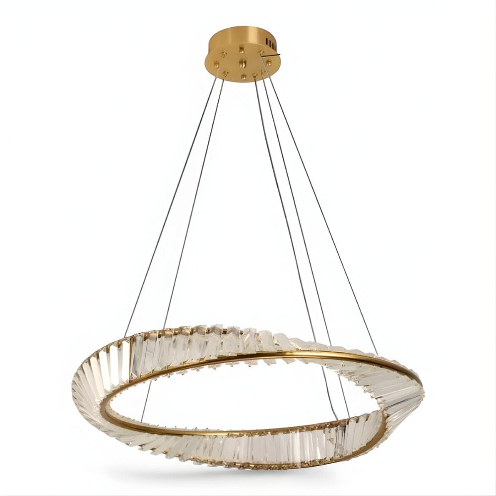 Lustre Cristal Couronne Doree Dorée