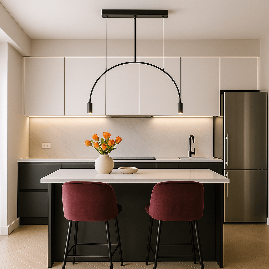 Lustre Cuisine 2 Arc Noir Noir