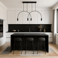 Lustre Cuisine 4 Arc Noir Noir