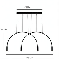 Lustre Cuisine 4 Arc Noir Noir
