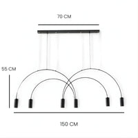 Lustre Cuisine 6 Arc Noir Noir