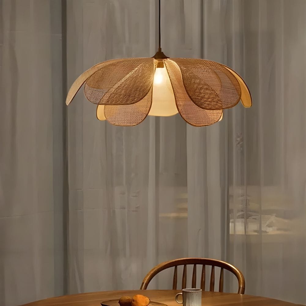 Lustre Fleur Rotin Beige