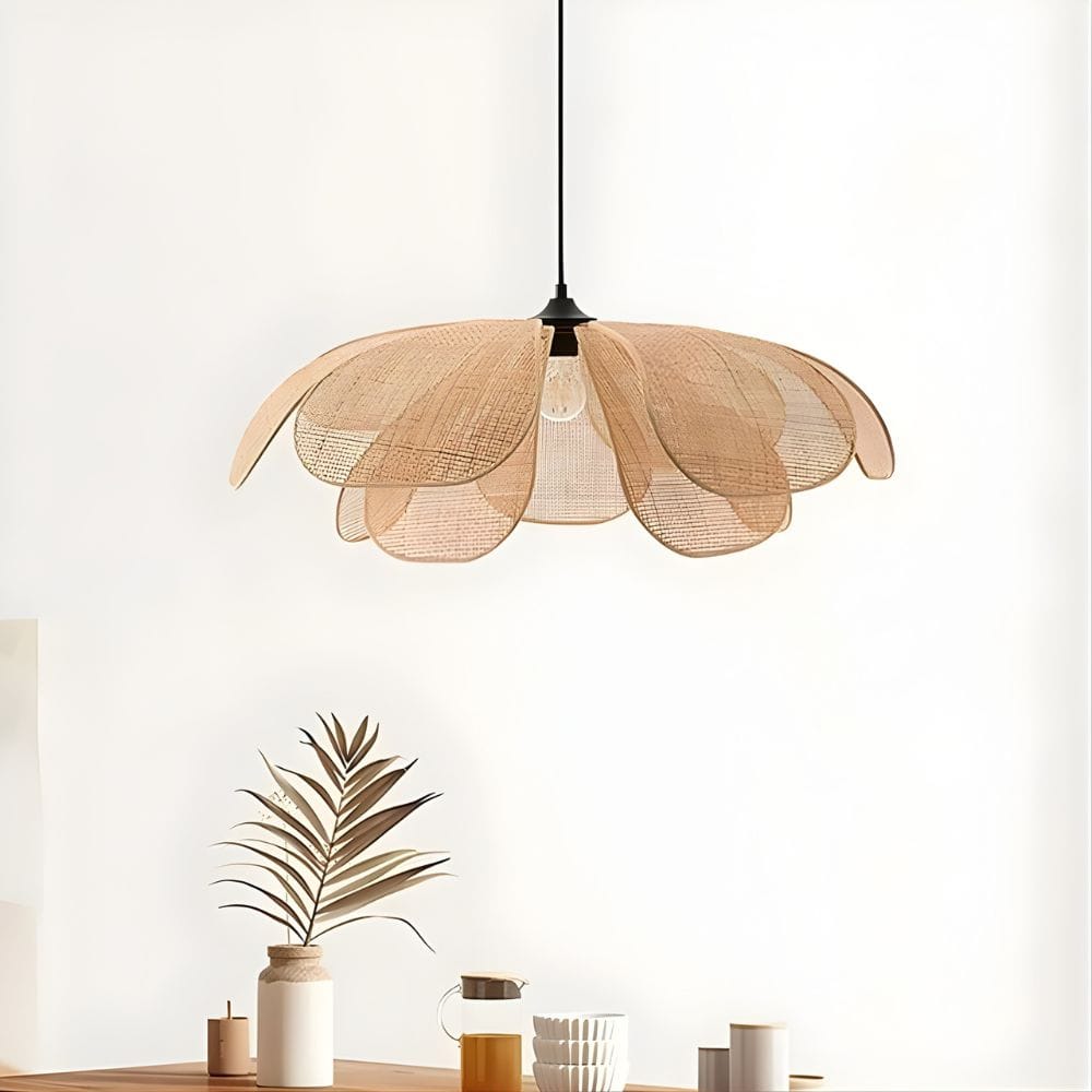 Lustre Fleur Rotin Beige