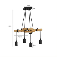 Lustre Industriel Bois 4 Ampoules Beige