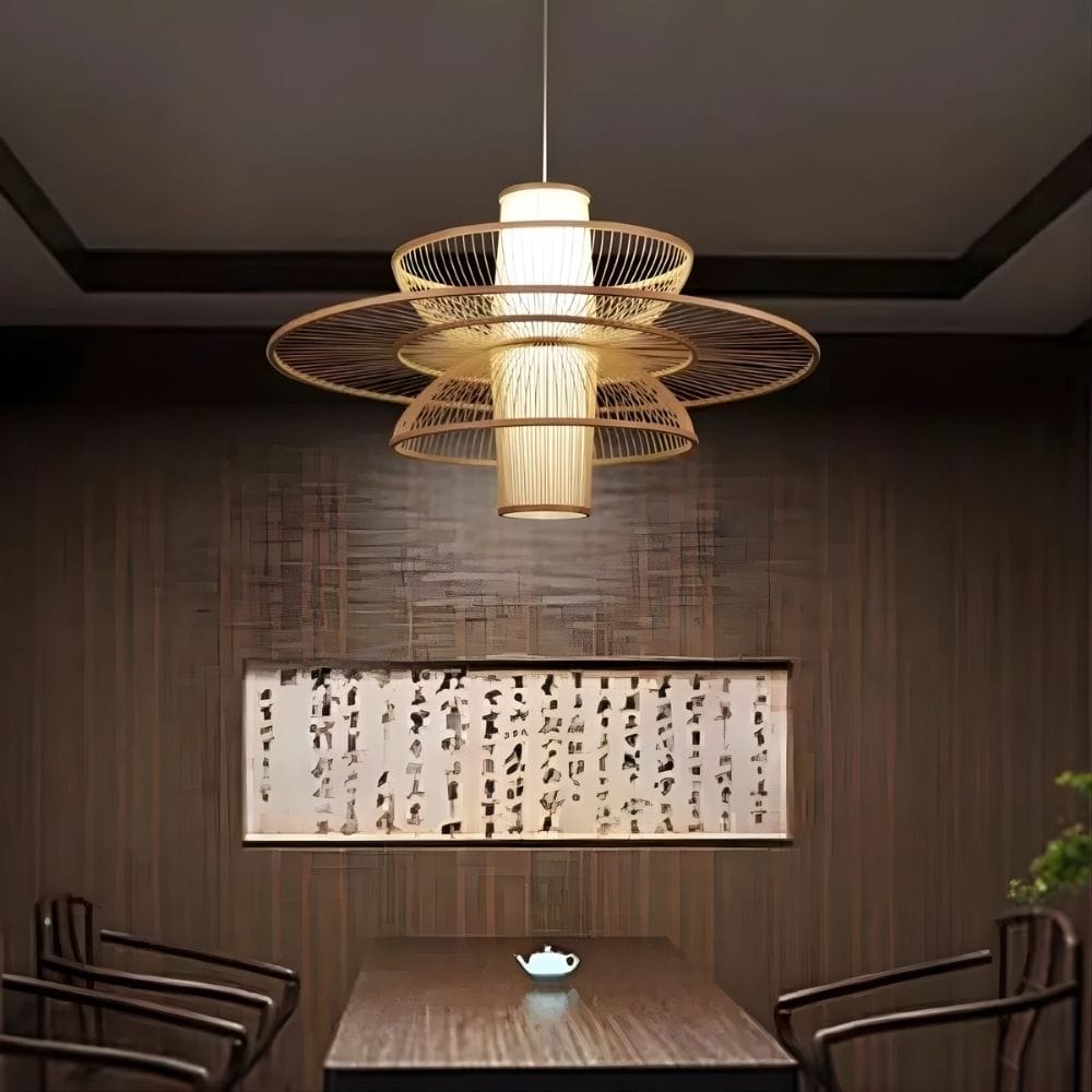 Lustre Libellule Rotin Beige