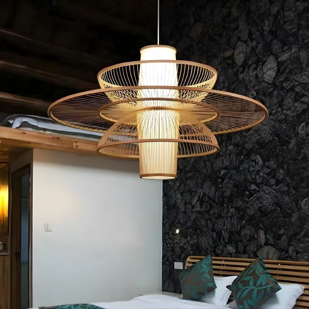 Lustre Libellule Rotin Beige