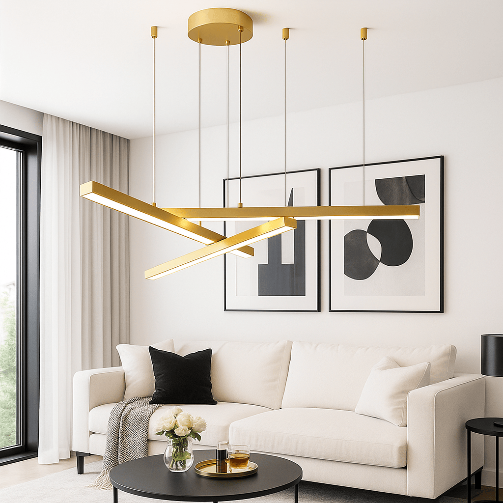 Lustre Moderne 3 Barre Doree Dorée