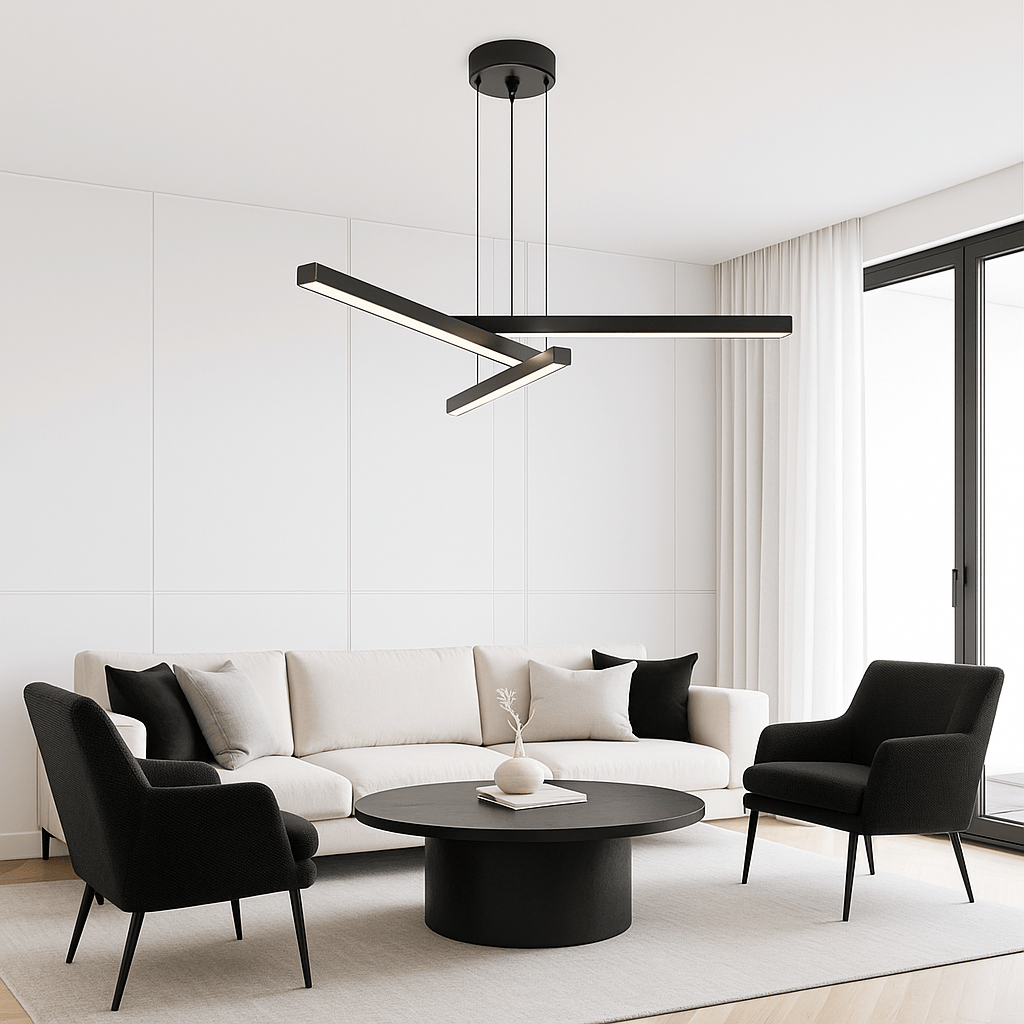 Lustre Moderne 3 Barre Noir Noir
