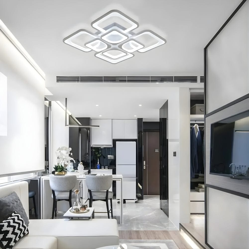 Lustre Moderne Carre Blanc Blanc