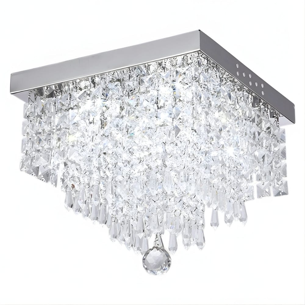 Lustre Moderne Cascade Cristal Argent