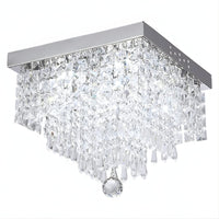 Lustre Moderne Cascade Cristal Argent
