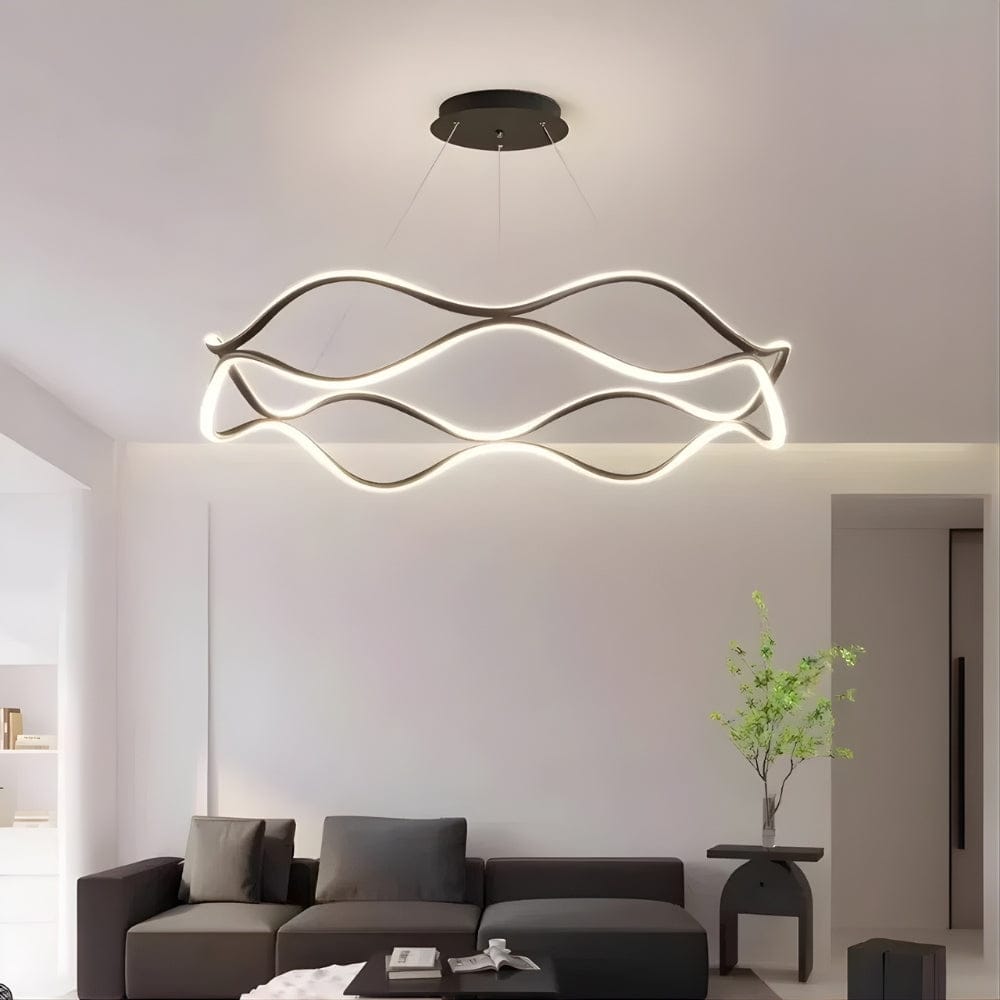 Lustre Moderne Cercle Ondule Noir Noir