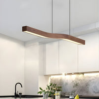 Lustre Moderne Courbe Bois Marron