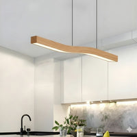 Lustre Moderne Courbe Bois claire Beige