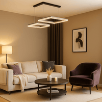 Lustre Moderne Double Carre Doree Dorée