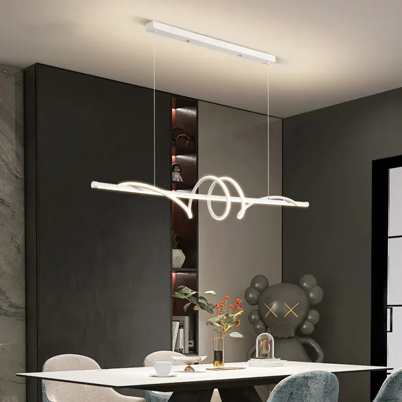 Lustre Moderne Onde Blanc Blanc