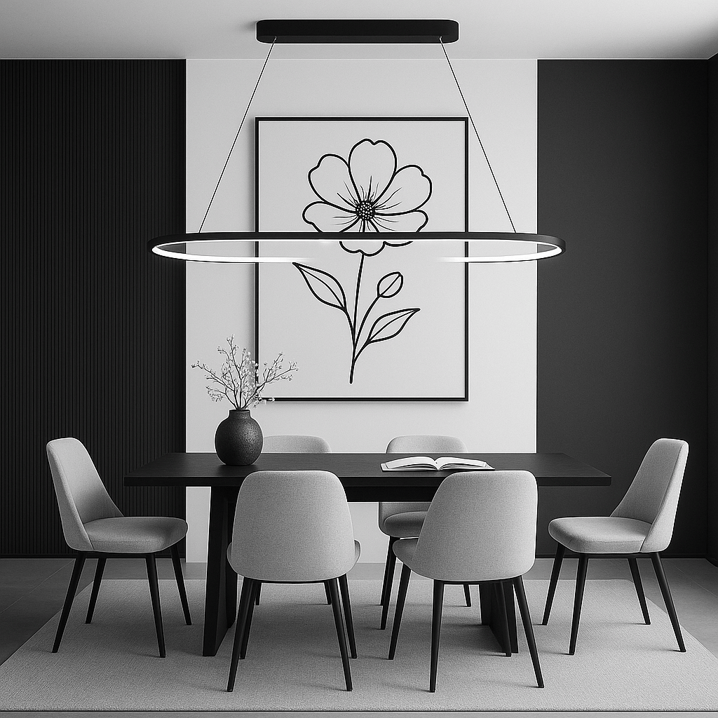 Lustre Moderne Ovale Noir Noir