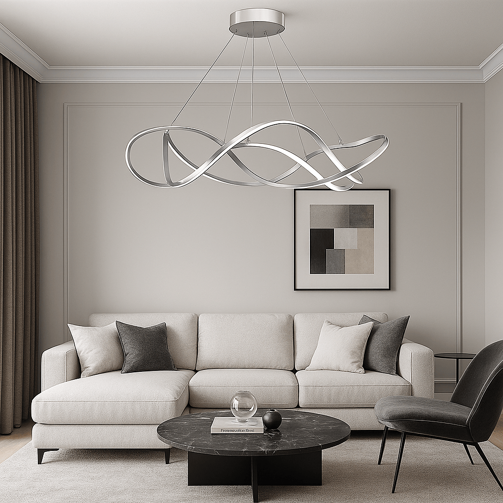 Lustre Moderne Ruban Argent Argent