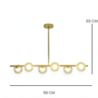 Lustre Moderne Six Spheres Doree Dorée