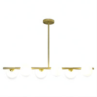 Lustre Moderne Six Spheres Teinte Doree Dorée
