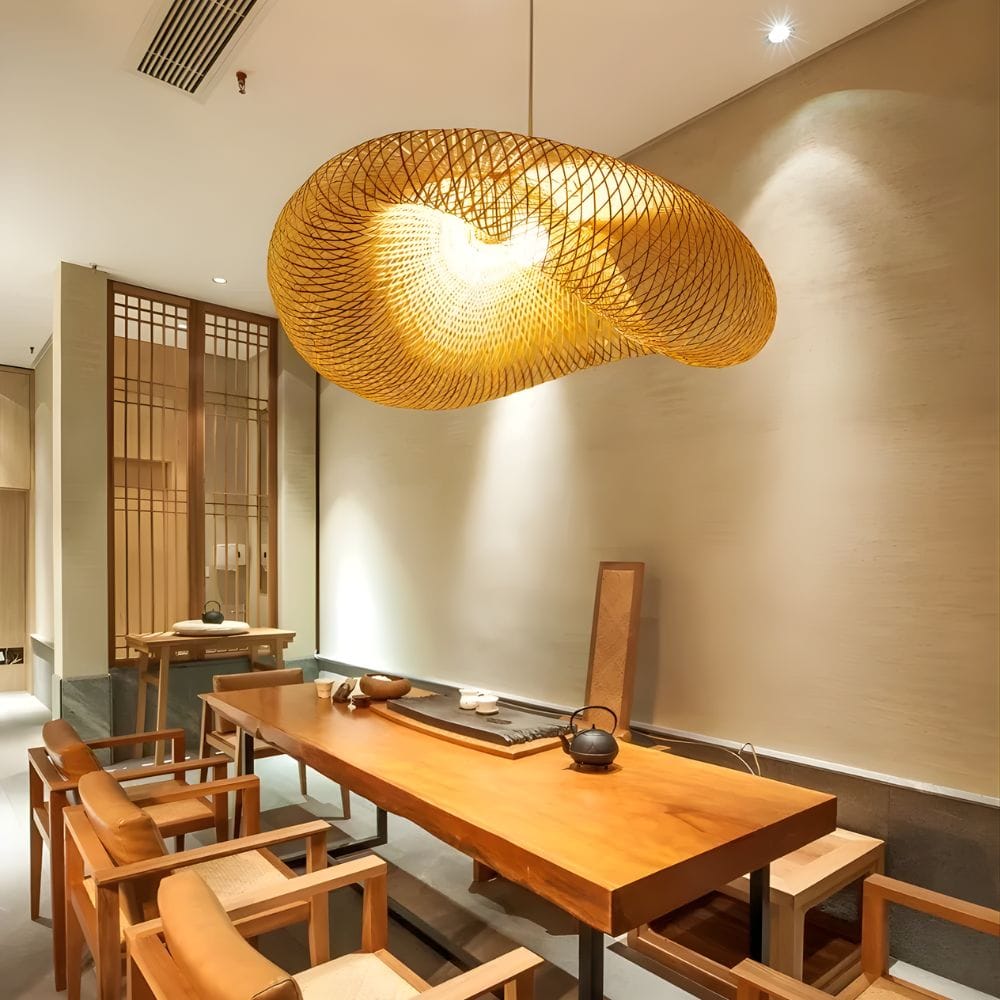 Lustre Ovale Rotin Marron